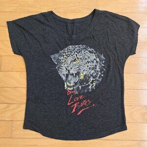 Obey | Love Bites gray leopard sporty short sleeve t-shirt | WMS S